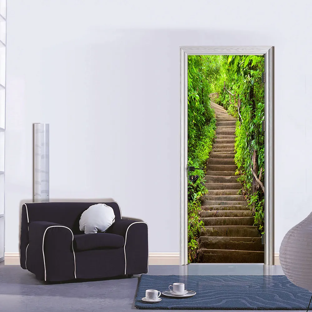 Креативная 3D горная тропа дверь стикер DIY Фреска самоклеющиеся обои съемный водонепроницаемый Плакат Наклейка s наклейки для домашнего декора
