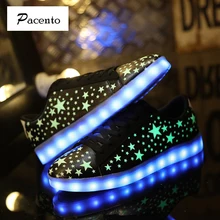 2016 PACENTO Led Shoes for Adults Casual Unisex Shoes Fashion Led Luminous Light Up USB Charging Colorful Glowing Zapatos Par