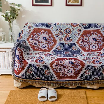 

Double sides reversible American style floral blanket 130*160 cm durable wearable comforter, sofa cover ,piano cover