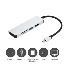 Тип C USB 3,0 до 4K USB 3,0 SD TF кардридер 5в1 концентратор адаптер для Macbook type-C USB 3,0 до 4K HDMI USB 3,0 SD TF кардридер