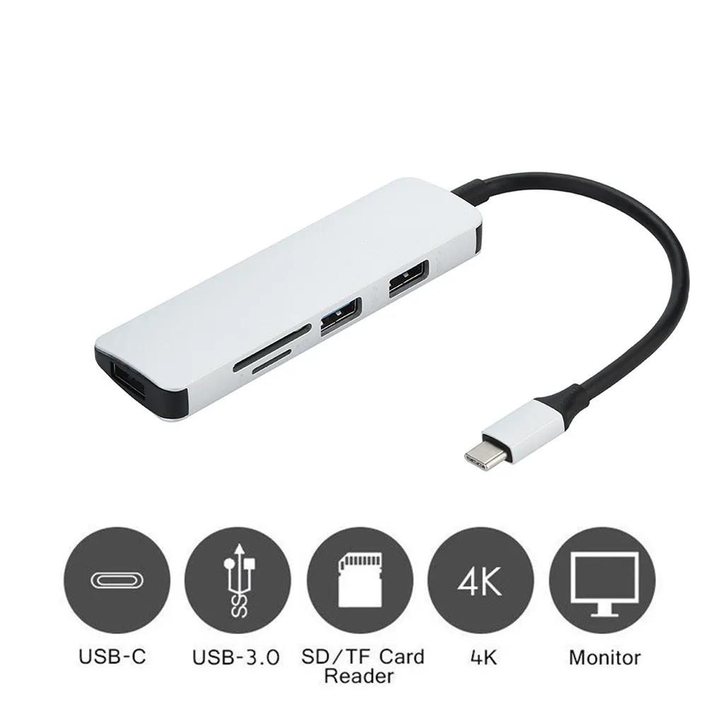 

Type C USB 3.0 to 4K USB 3.0 SD TF Card Reader 5in1 Hub Adapter for Macbook Type-C USB 3.0 to 4K HDMI USB 3.0 SD TF Card Reader