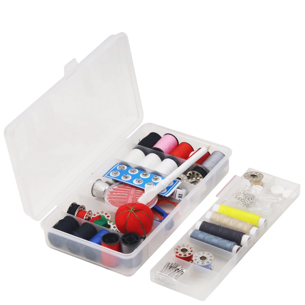 108Pcs Portable Double deck Plastic Storage Box Household Sewing Kit Sewing Box DIY Sewing Tools