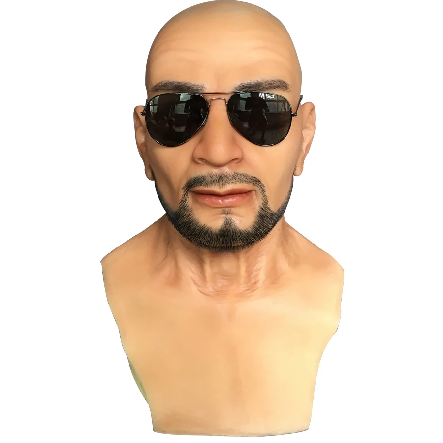 Realistic silicone mask with beard human silicone mask Free shipping