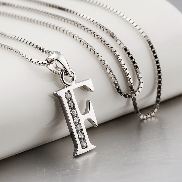 Романтический Простой Серебро 925 Ювелирные Изделия Начальная Буква F Мужчины Женщины Ожерелье