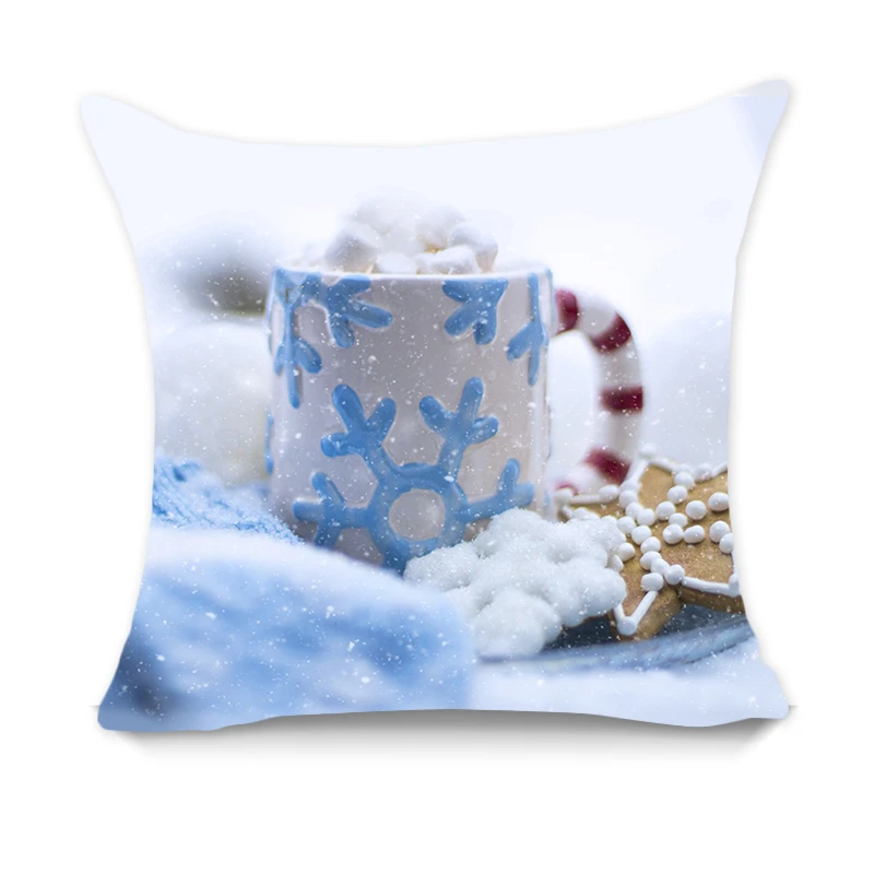 RUBIHOME New Design 3D Christmas Snow Decorative Cushion Cover Throw Pillowcase Polyester Linen Thickness Fabric Home Decor Sofa