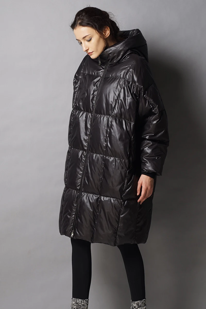 Высококачественная женская зимняя куртка, осенне-зимнее свободное толстое теплое пальто на белом утином пуху, повседневная верхняя одежда, большие размеры AO352