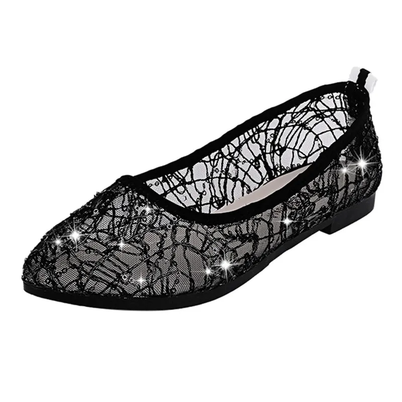 

WINWIN Women Casual Shoes Fashion Women's Casual Slip-On Shoes Single Shoes Crystal Shallow Work Shoes Plus Big Size Spring #A