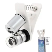 Универсальный зажим мобильного телефона увеличительная линза микроскопа 60X оптический зум телескоп камера со светодио дный подсветкой для iPhone 6 5 4 Samsung