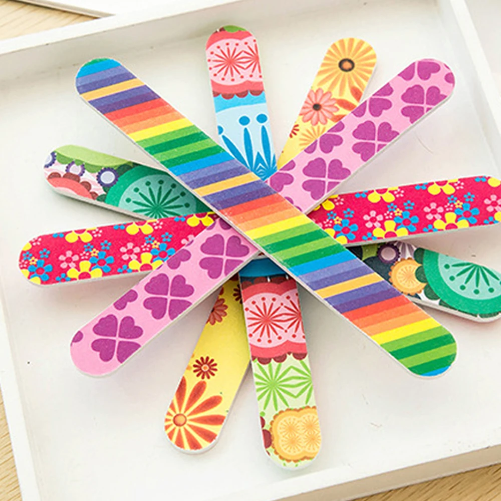 

5 Pcs/set Colorful Floral Print Nail Files Double Sided Nail Sanding Files Polish Buffer Block Manicure Tips Gel Nail Art Tool