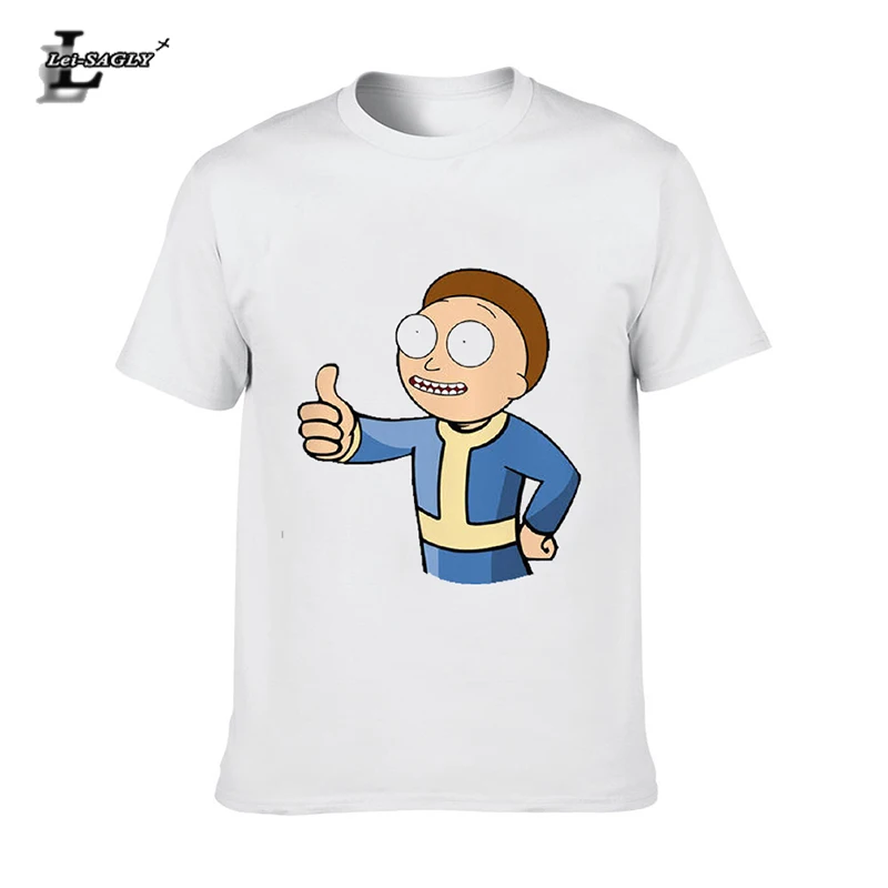 

Lei-SAGLY Men's T Shirt Fallout Vault Boy Morty Boy Rick and Morty Funny Crossover Tee Shirt Mens Harajuku Tumblr Summer Tee Top