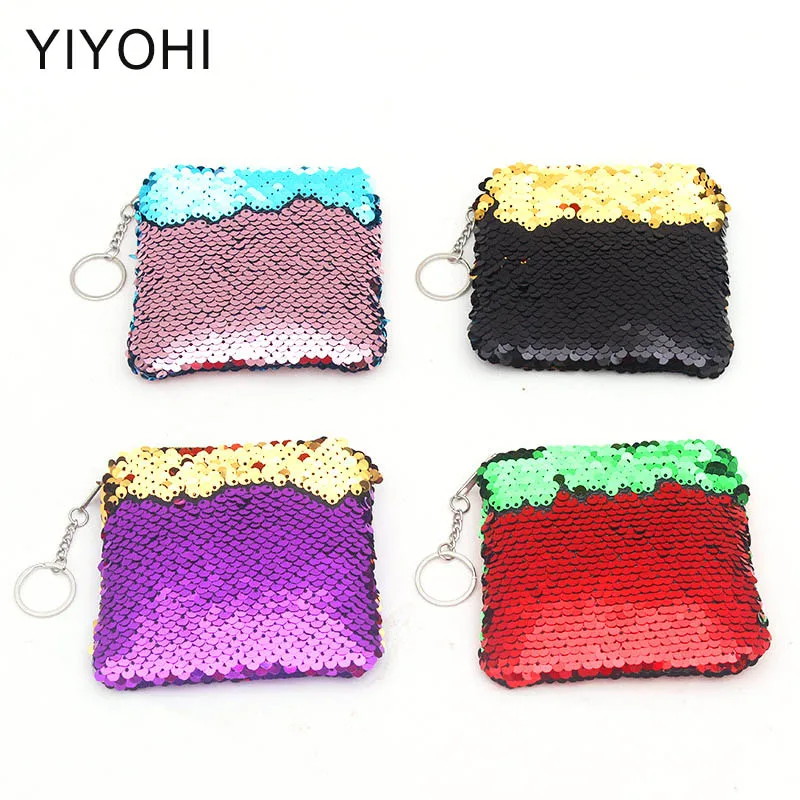 

Sequines Women Coin Purse Pocket Change Wallet For Girls Round Organizer Earphone Pouch Portable Cute Children Zipper Purse Bags