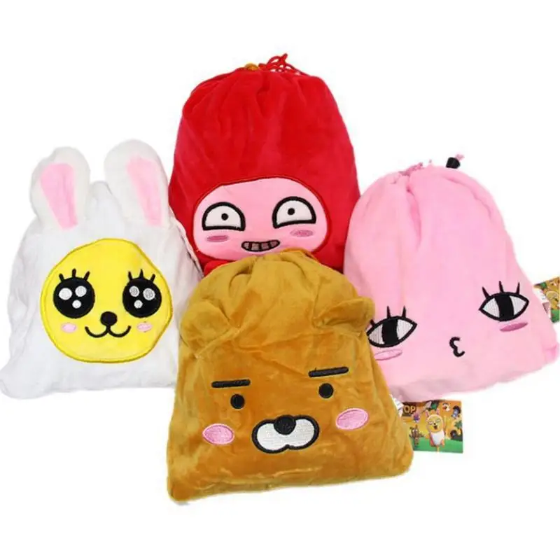 

1 Pc cute Anime kakao friends Plush Purse Cartoon cocoa Friends Plush Drawstring Pocket Plush Coin Bag for Girls Plush Toy