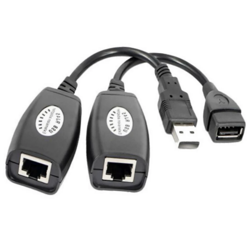 

LAN Cable Computer RJ45 Cable USB Extension Extender Adapter Up To 150ft Using CAT5 RJ45 LAN Cable