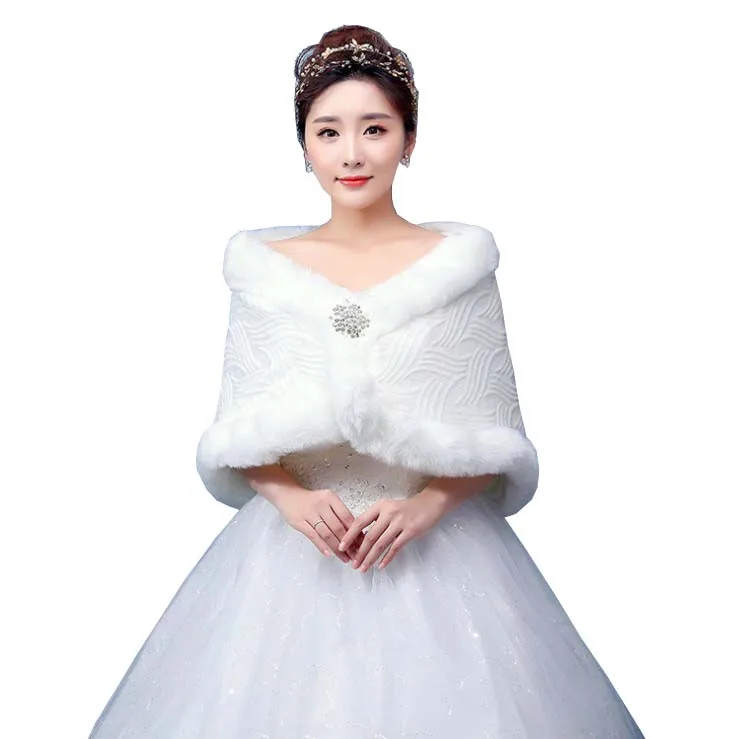 Свадебная накидка из искусственного меха цвета слоновой кости для невесты, вечернее платье Cheongsam, верхняя одежда для свадьбы, накидка для невесты, осенне-зимние куртки, болеро