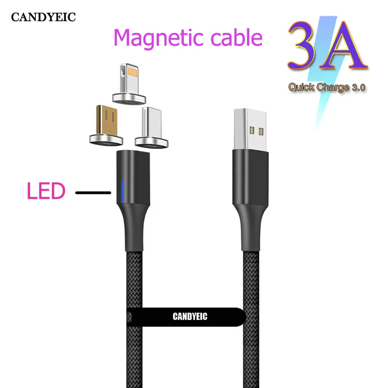 

CANDYEIC Fast Charging Magnetic Cable For Huawei Mate 20Pro For Redmi Note6 For IPhone 6 7 8 XR XS Max Charger Data Line