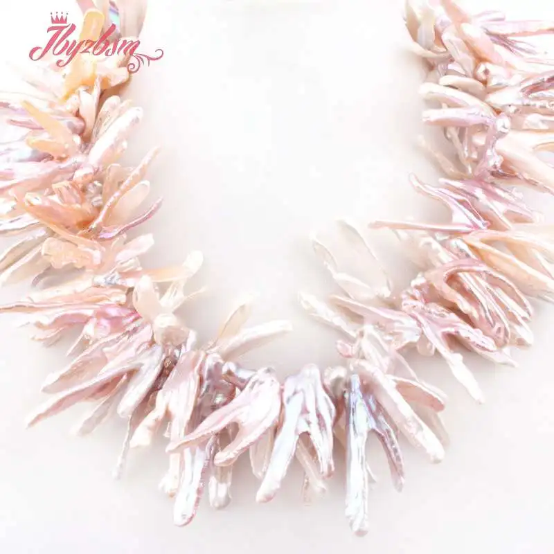 Бусы из натурального пресноводного жемчуга Point Biwa V Shape Stick Stone Beads для