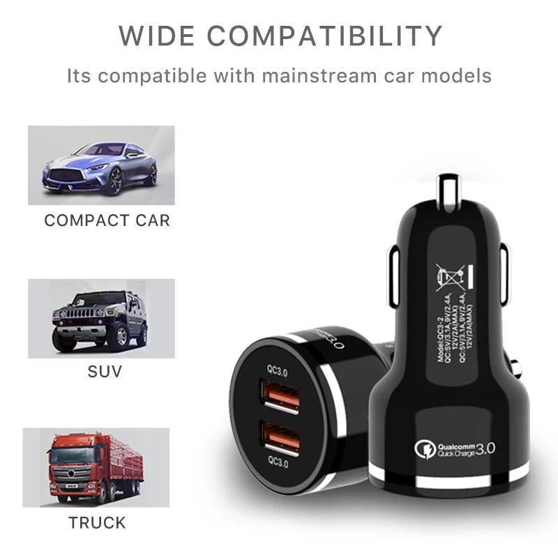 48W Dual Quick Charge 3.0 USB Car Charger (13)