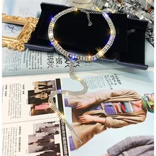 FYUAN Colorful Full Rhinestone Choker Necklaces for Women Bijoux Long Tassel Crystal Pendant Necklaces Statement Jewelry FYUAN Colorful Full Rhinestone Choker Necklaces for Women Bijoux Long Tassel Crystal Pendant Necklaces Statement Jewelry