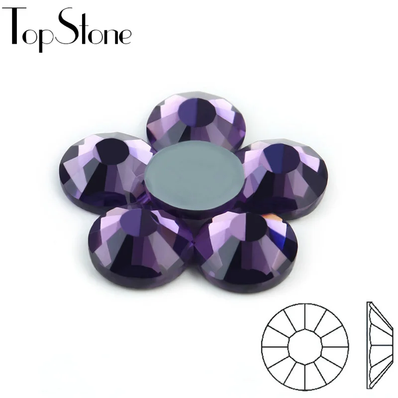 

Tanzanite COLOR Hot fix Rhinestones High Quality SS6 8 10 12 SS16 SS20 SS30 Iron On Rhinestones For Clothes DMC Glass Crystals