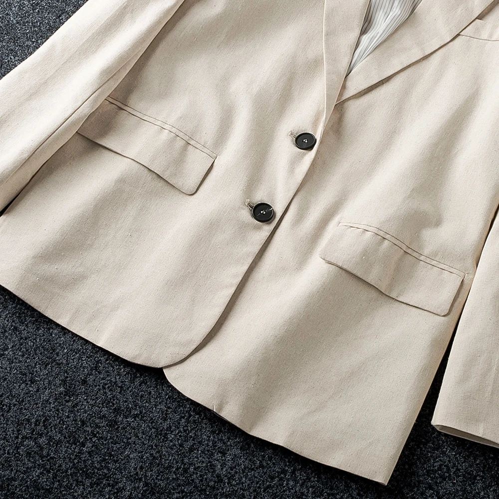 Good Quality Linen Blazer Women 2019 Fall New Sale Suit Jacket For Woman Loose Single Breasted Solid Women Blazers And Jackets
