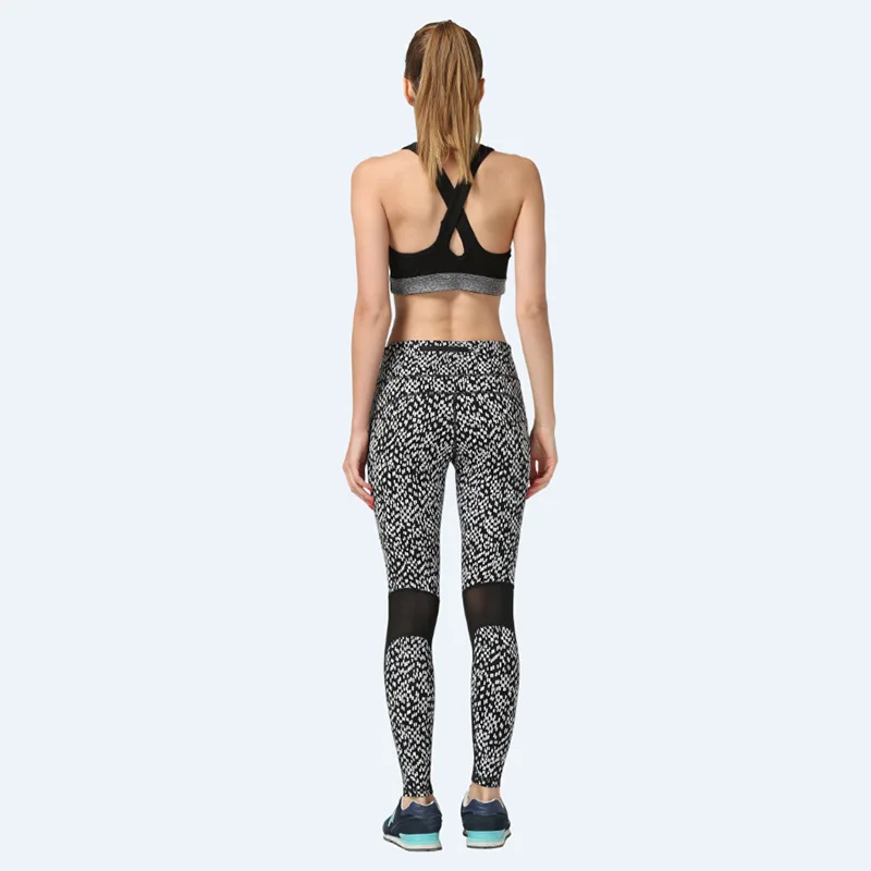 Для женщин дышащая Спортивные леггинсы Фитнес штаны для йоги для Для женщин бренд сетки лоскутное тренировки Леггинсы R010