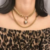 Vintage mode multi-élément pendentif colliers pour femmes bohème or argent couleur métal multicouche collier bijoux en gros ► Photo 3/6