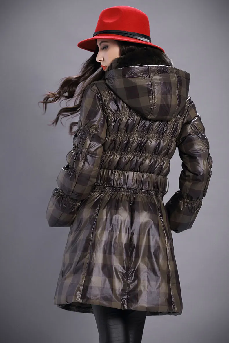 Women Bright Winter Coat Adjustable Waist Long Jackets Female 2018 New Padded Plaid Coats Hooded Autumn Warm Jacket AS037 (19)