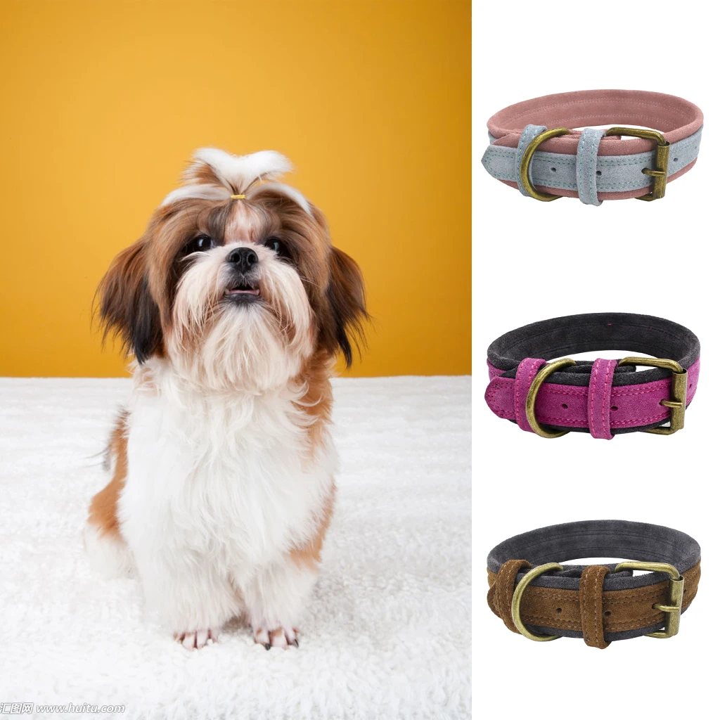 Traditional Brown Adjustable Pet Dog Puppy Cowhide Collar