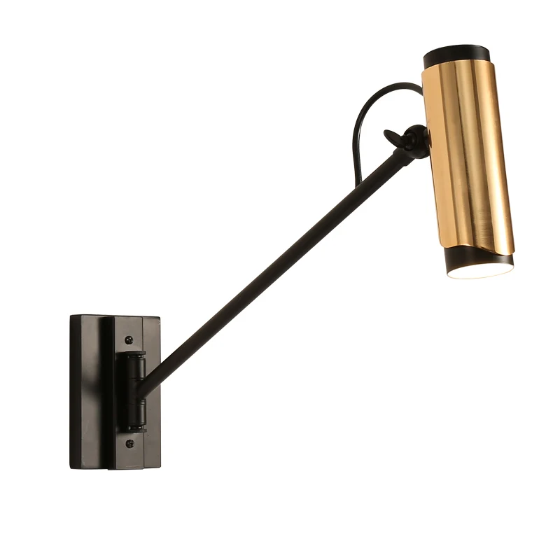 

Post-modern light luxury wall lamp Nordic creative long arm rocker reading lamp bedside bedroom black hanging wall ap8071531