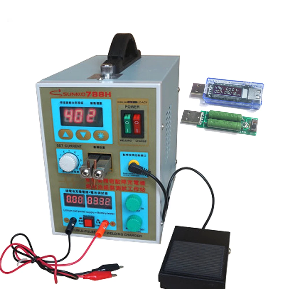 

SUNKKO 788H spot welder machine 18650 lithium battery + Tester spot welding DC charging function Pulse LED lighting spot welder