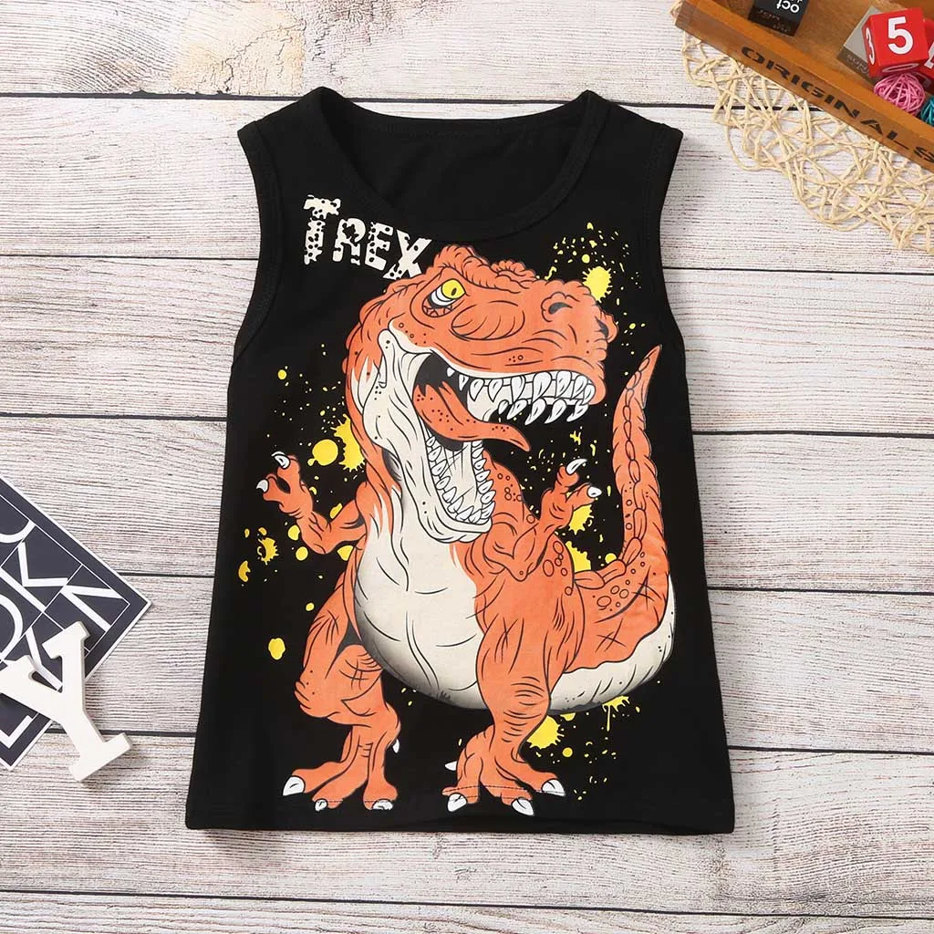 

Children Infant Kid Boy Cartoon Dinosaur Letter Print Vest Tops Shirts Clothes