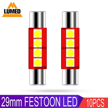 

10x Car LED Light Festoon 28mm 29mm LED C5W 4 leds 3030 smd Auto 100lm Interior For Sun Visor Vanity Mirror Lights