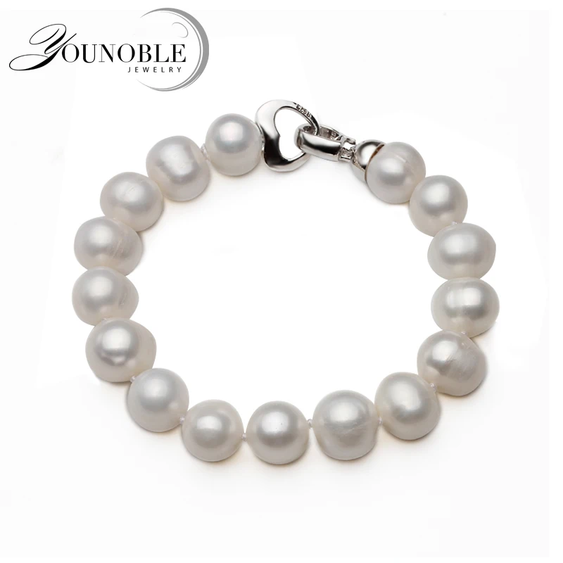 100% Real Natural Near Round Pearl Bracelet Femme,Fashion White Freshwater Pearl Bracelet Girl Birthday Gift amaiyllis 18k gold natural freshwater pearl clavicle necklace gold color chain bracelet for women pearl jewellry 18k gift