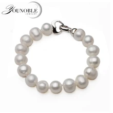 Real Natural Near Round Pearl Bracelet Femme,Fashion White Freshwater Pearl Bracelet Girl Birthday Gift