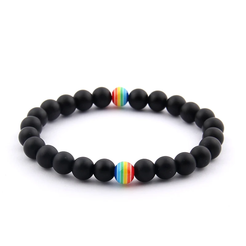 

2019 New Rainbow Bracelet For Men and Women Natural Lava Stone Beaded Distance Couple Bracelets Lover Jewelry