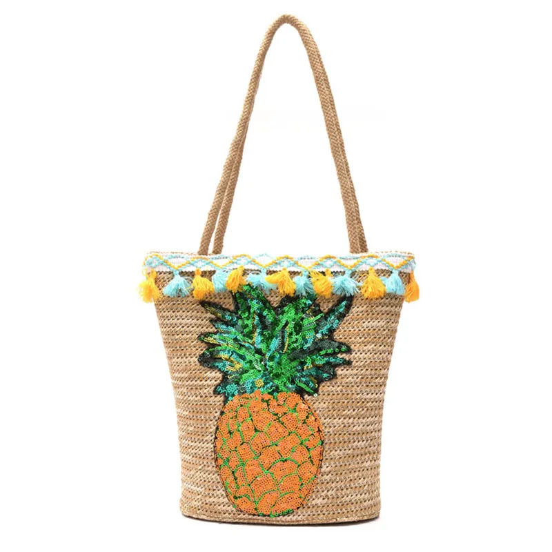 

2018 Shopping Bag Summer woven bag female Large Zipper Woven Bags Casual Big Shoulder Bag Women Flowers Fashion Ladies Tote