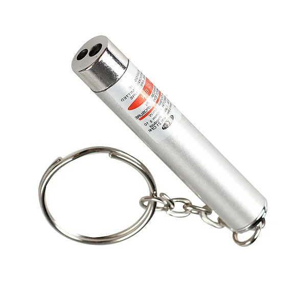 New Mini 2in1 Laser Torch Flashlight Portable LED Light Torch Keychain Silver M25in Flashlights