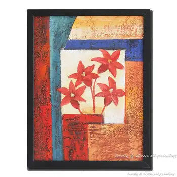 

No Frame Hand Painting Textured Red Lily Flowers Oil Painting Abstract Modern Canvas Wall Art Picture For Living Room Home Decor