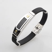 Черные резинки браслет из силиконовой нержавеющей стали браслеты для мужчин Шарм Мужские Спортивные ювелирные изделия