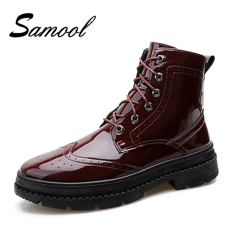 

2018 British Style Men Business Leather Boots Fashion High-Top Round Head Solid Color Mens Shoes Brock Casual Leather Boots Lx5