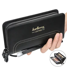 Baellerry Business Phone Wallet Luxury Brand Big Capacity Coin Purse Smart Long Zipper Wristlet Male Wallet Men Clutch Bags