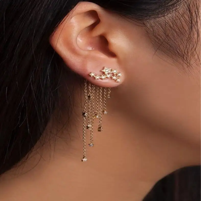 Star tassel alloy earrings
