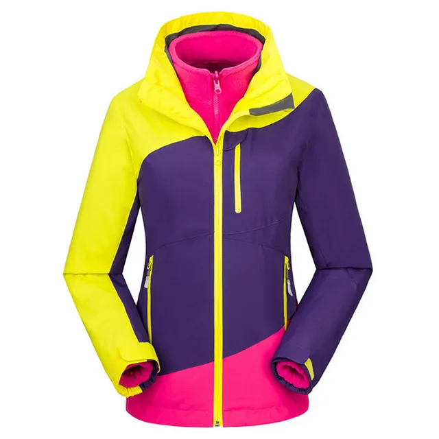 JACKSANQI, зима, женские флисовые куртки из 2 частей, уличная теплая ветровка, для кемпинга, катания на лыжах, треккинга, женские плотные пальто RA159 - Цвет: Purple
