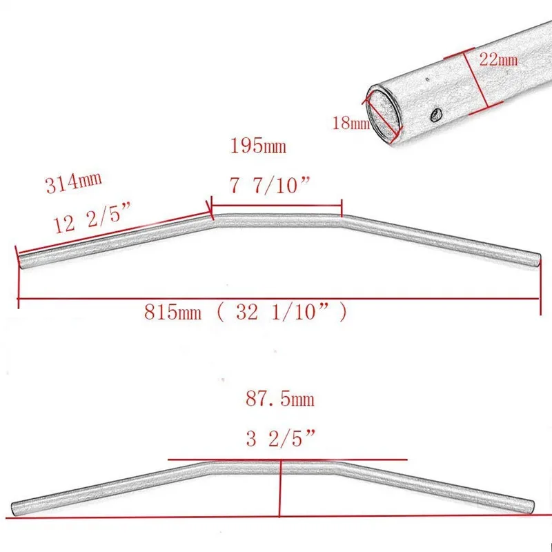 7/8 "22 мм мотоцикл руль Сталь Zero перетащите ручка бар для Honda XR50 XR70 XR80 XR100 XR200 XR250 XR400 XR500 XR600 XR650