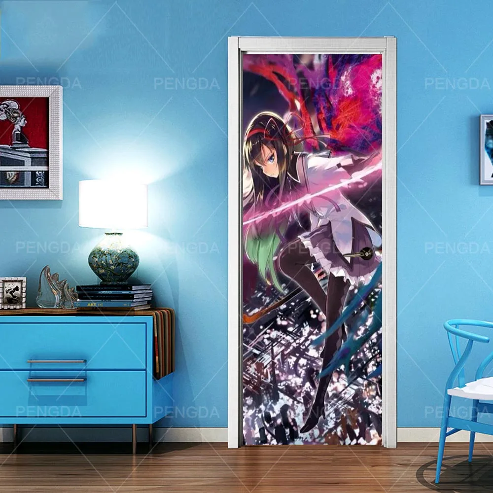 Печать на холсте настенные картины 3d двери японского аниме стикеры Самоклеющиеся ПВХ плакат водонепроницаемый обои украшения дома