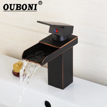 

ORB Bathroom Waterfall Spout Faucet Basin Mixer CounterTop Tap Bathroom Basin Sink Faucet Single Handle