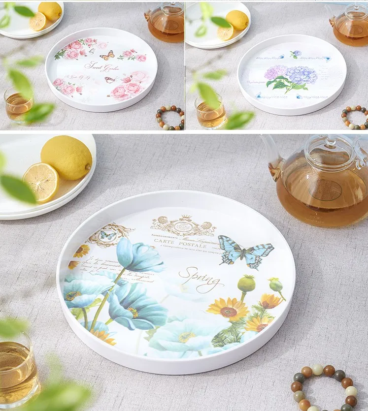 39cm,35cm,30cm round dish plate Square Trays for Party/Hotel/Home Dinner Plate Dish  for Snacks Fruit Milk 4