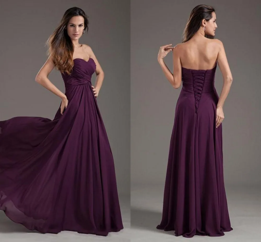 2015 de uva satén vestidos sin tirantes de novia de escote