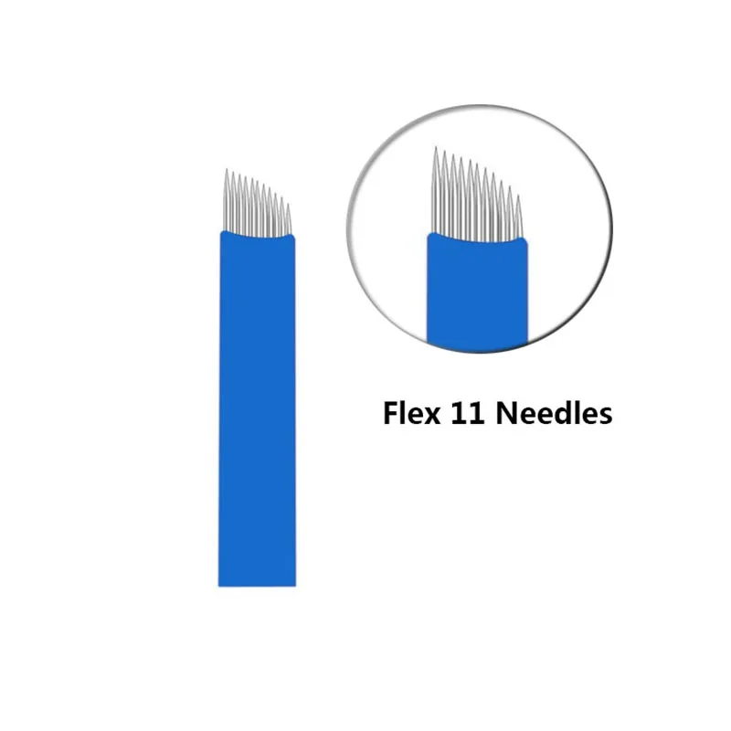 21 контакты 0,2 мм 100 шт. Перманентный макияж бровей татуировки скос лезвия Microblading иглы для 3D вышивка ручной татуировки ручка машина