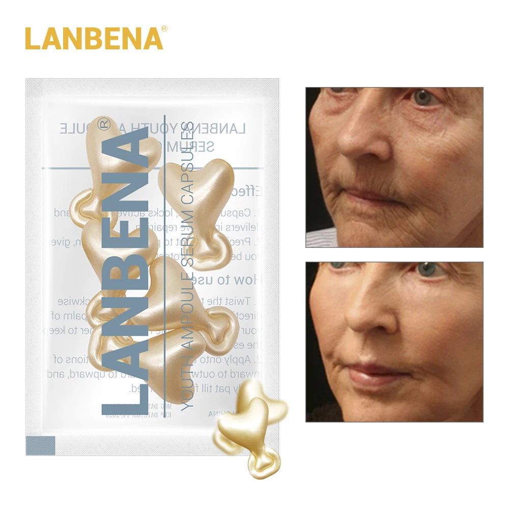 

5pcs/pack LANBENA 24K Gold Peptide Wrinkles Face Serum Ampoule Capsule Face Cream Acne Skin Whitening Serum Anti-Aging Lifting